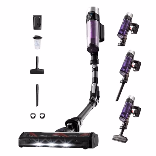 Rowenta X-Force Flex 9.60 Allergie Aspirateur balai sans fil, Filtration Anti-Allergènes, Puissant 100AW, Ultra Léger, Autonomie 45min RH2038WO, Noir / Violet