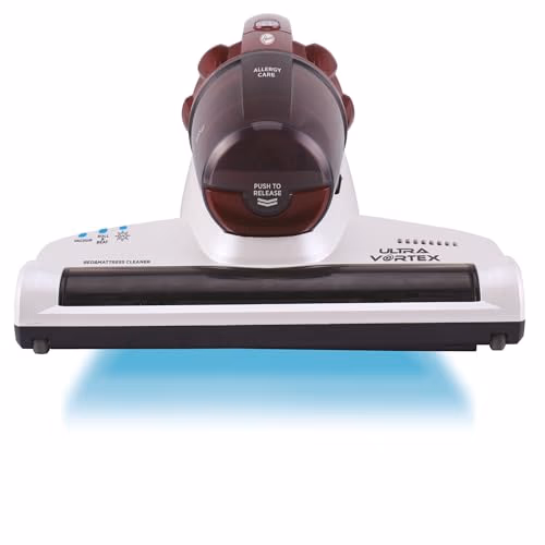 Hoover MBC500UV Ultra Vortex Aspirateur à main Special Matelas Animaux Allergies, Lampe UV-C antibactérien, Anti-Acariens, Ultra puissant 500W, Idéal Canapés Coussins Matelas, Blanc nacré Bordeaux